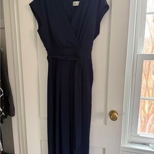 Eliza J Navy Wrap Jumpsuit